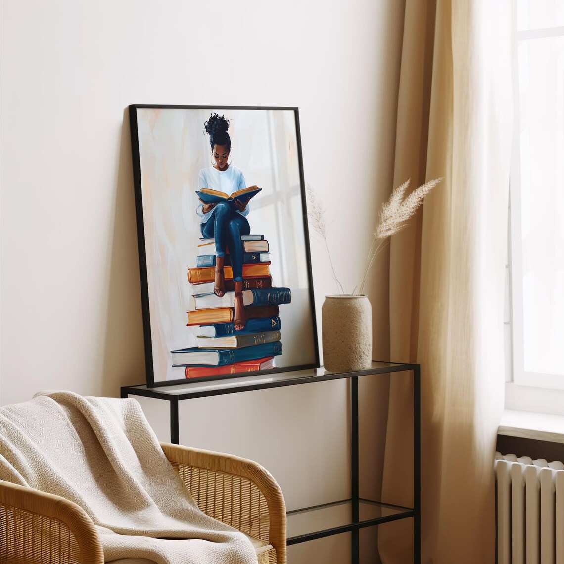 Black Woman Reading Book Art Print, Bookish Decor - Image 6