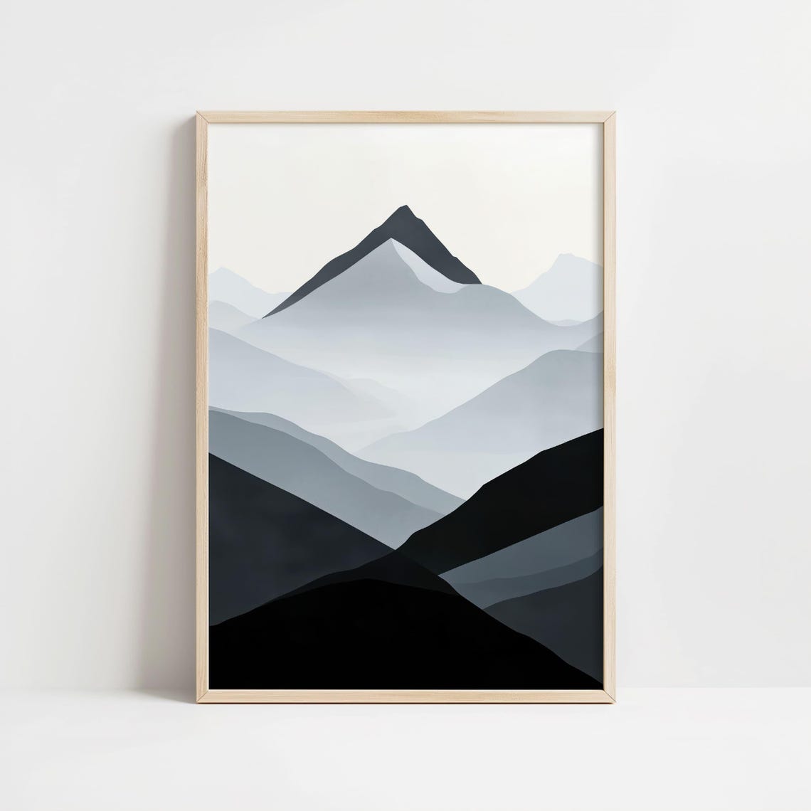 Black And White Abstract Mountain Layers Modern Nature Poster - Image 8