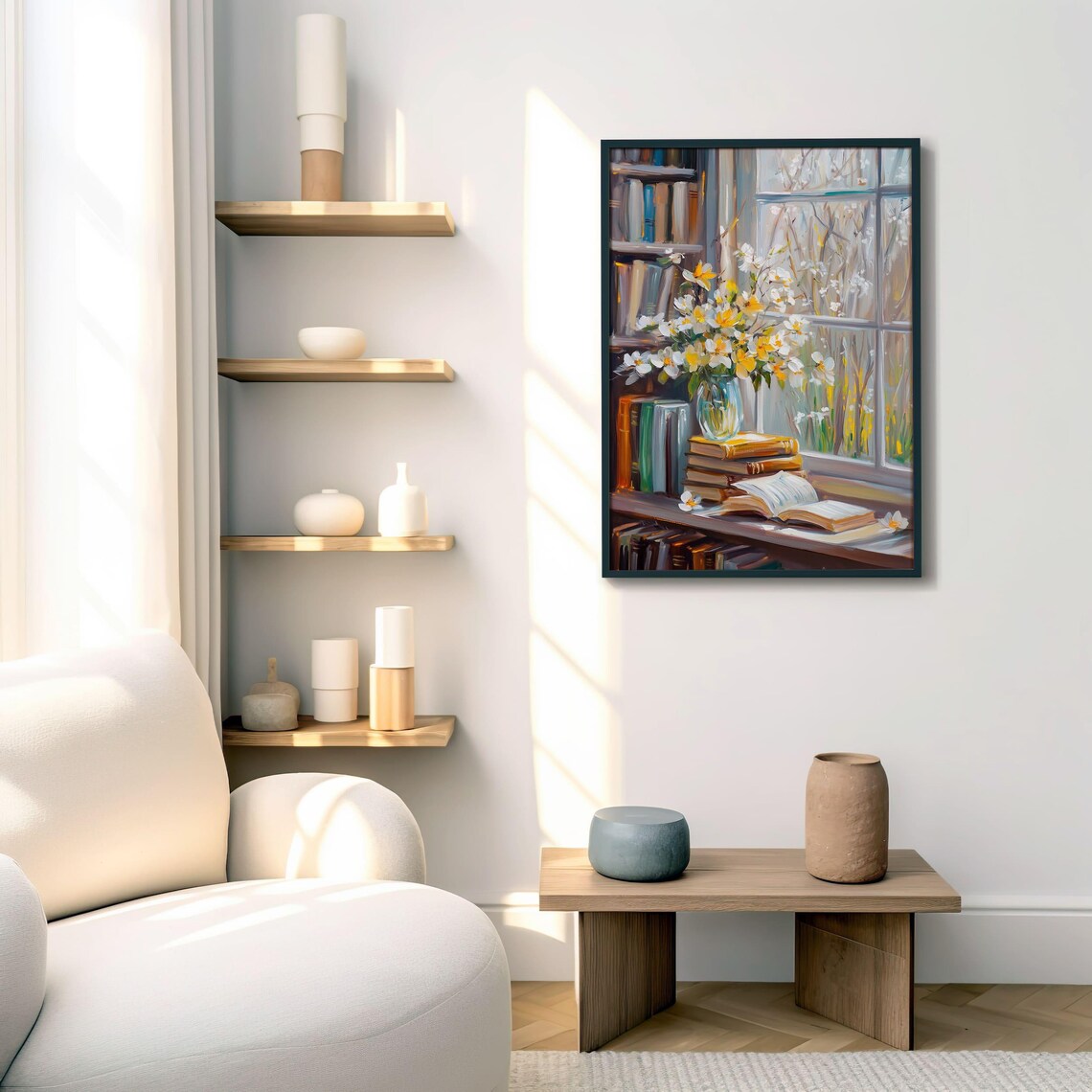 Spring Floral Book Art Print, Cozy Library Decor - Image 2