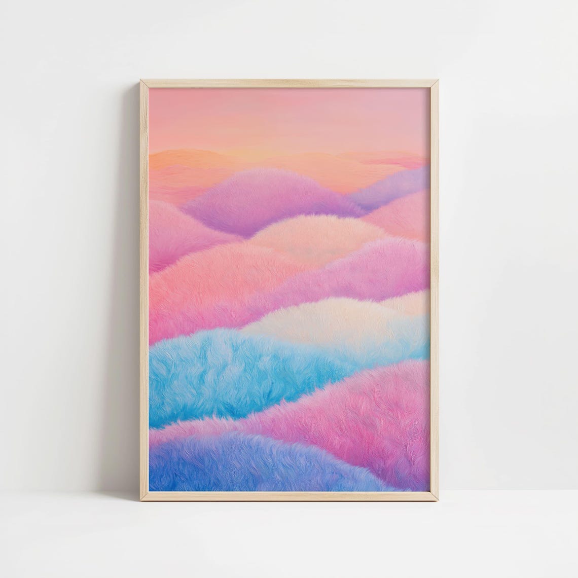 Pastel Rainbow Waves Abstract Dreamy Pink Blue Soothing Decor Wall Art - Image 8