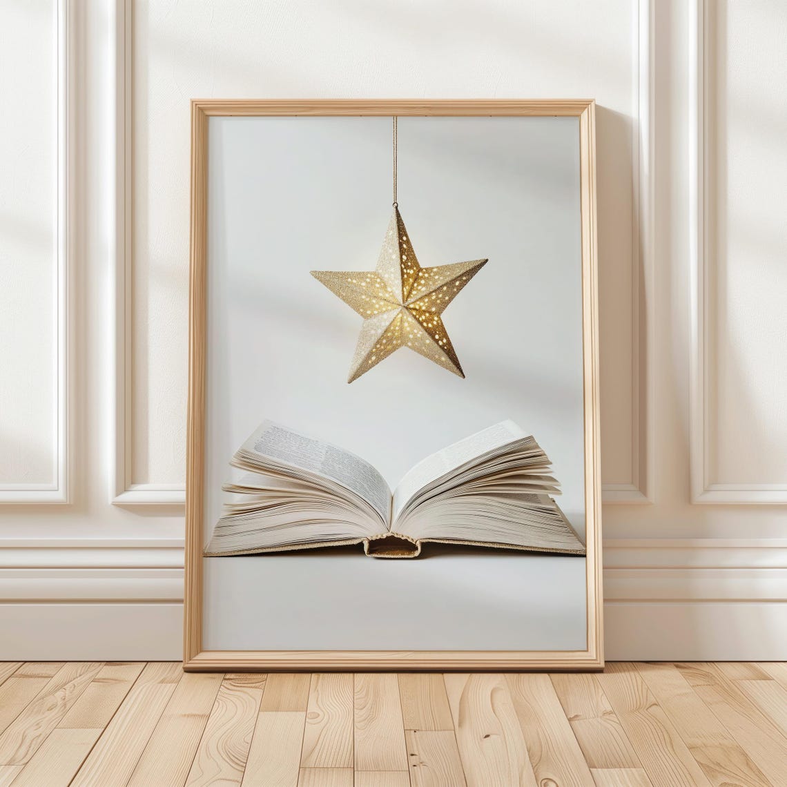 Gold Star Lantern Over Open Book Magical Reading Nook Poster