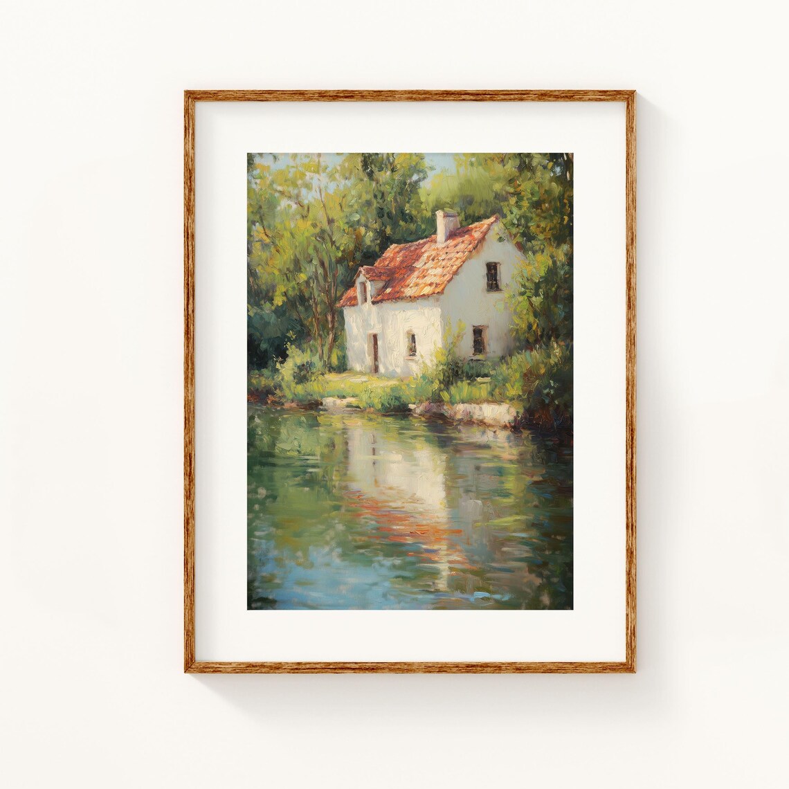 Cottage Lake Art Print, Rustic Landscape Decor - Image 3