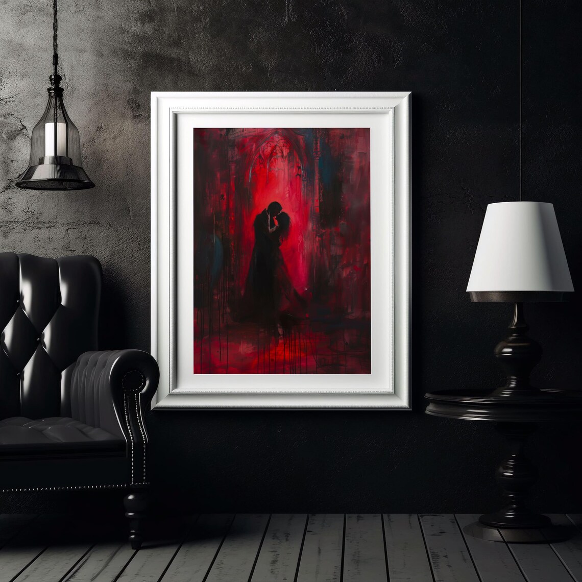 Gothic Romantic Couple Art Print, Dark Romance - Image 4