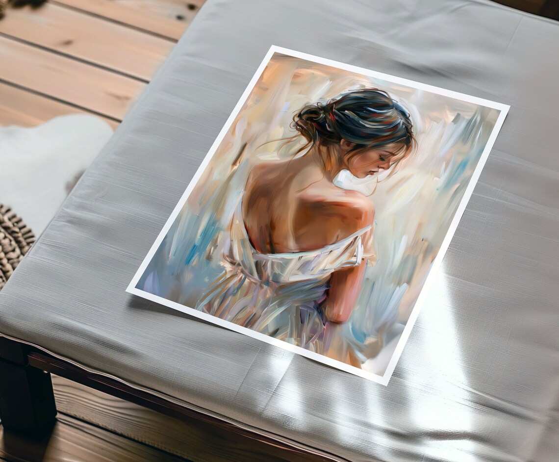 Soft Oil Painting Of Woman Feminine Modern Gallery Art Poster - Image 7