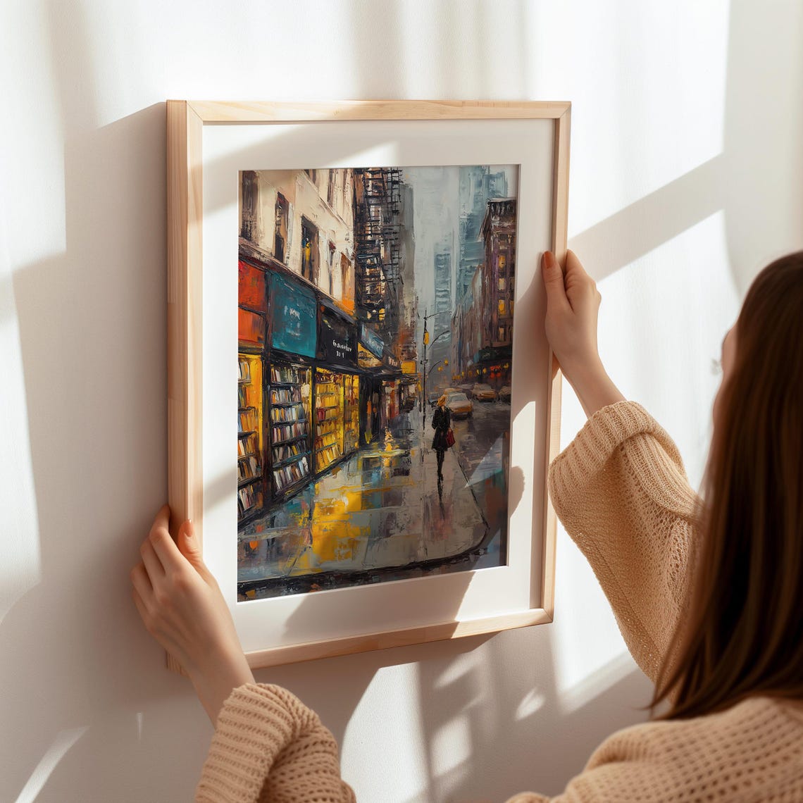 Rainy City Street Bookstore Window Bookshop Lover Art Poster - Image 6