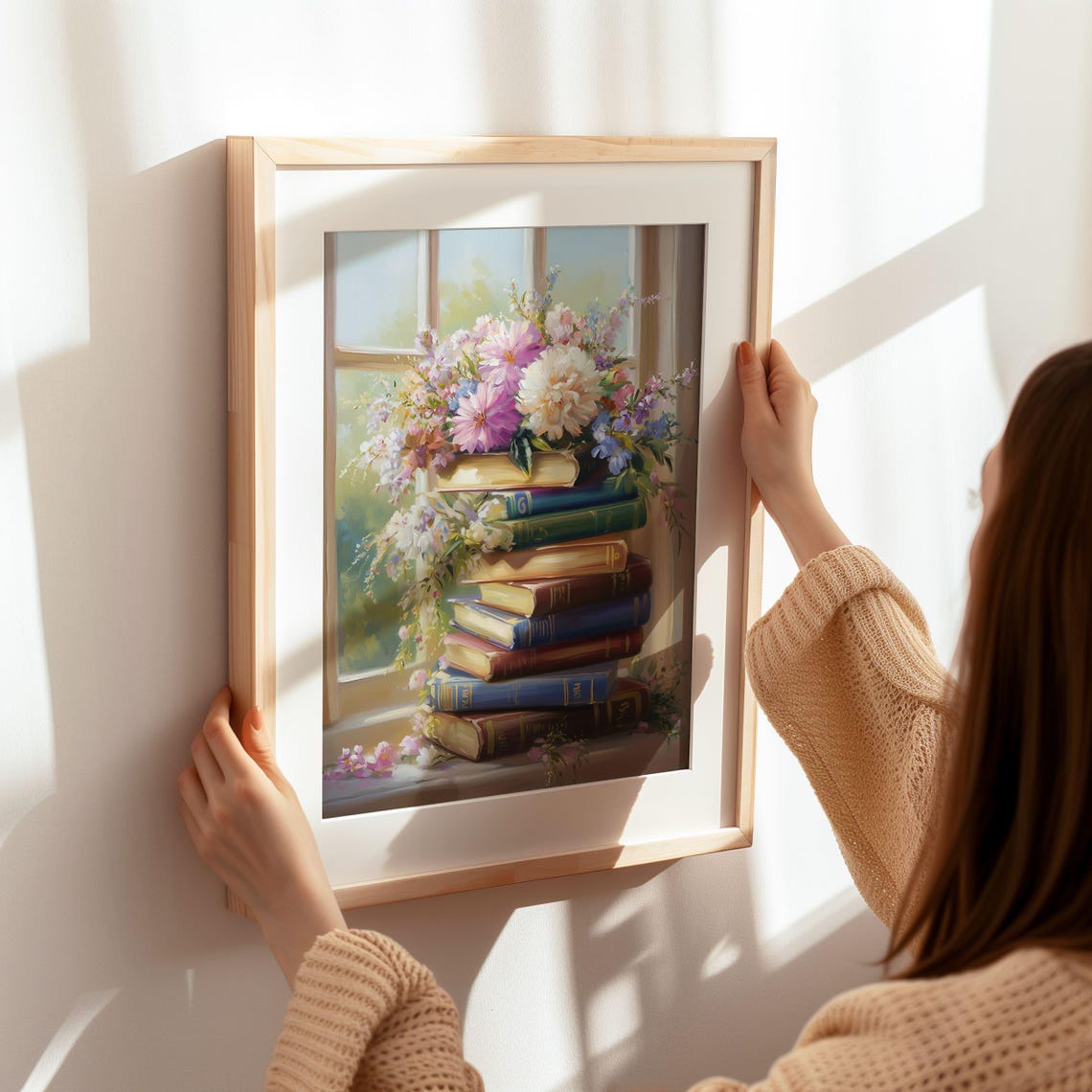 Floral Book Stack Watercolor Painting Library Reading Decor Poster - Image 7