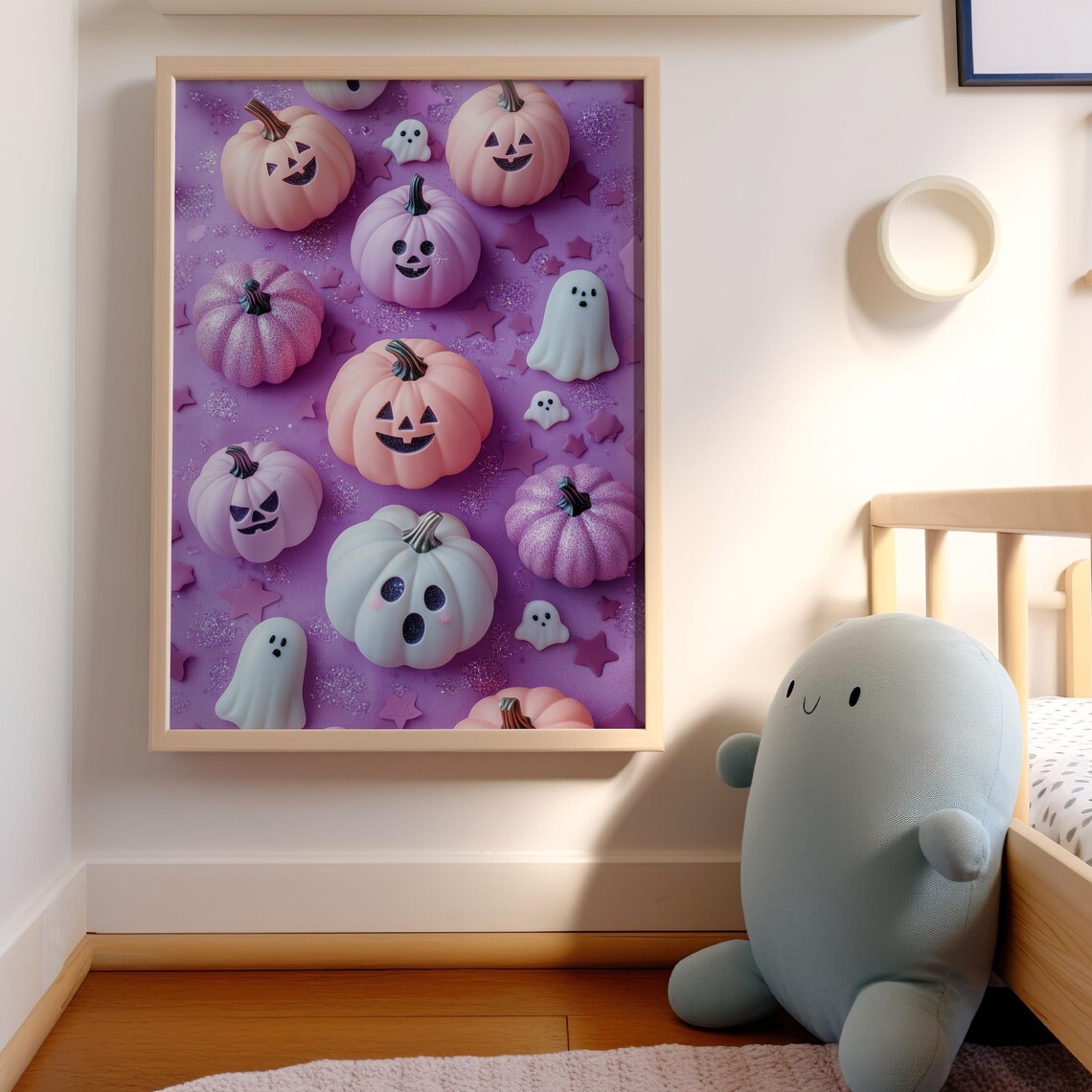 Pastel Pumpkin And Ghost Halloween Art Print Cute Halloween Wall Decor Spooky Autumn Art - Image 5