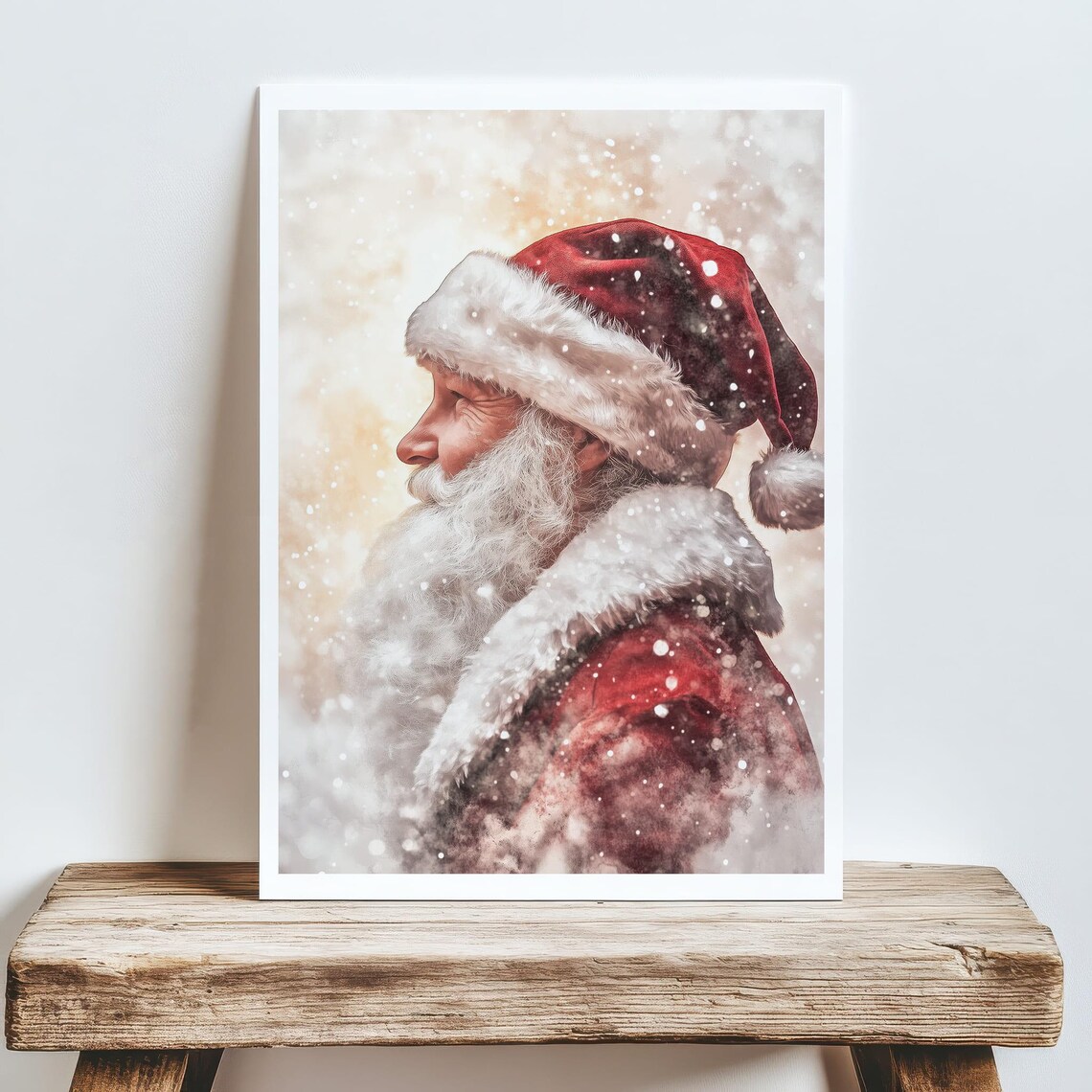 Santa Claus Profile Portrait Watercolor Christmas Art Poster - Image 5