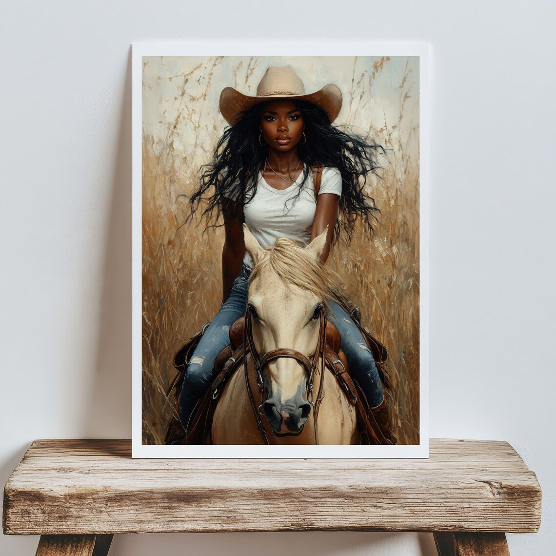 Black Cowgirl Art Print, Rustic Western Decor - Image 5