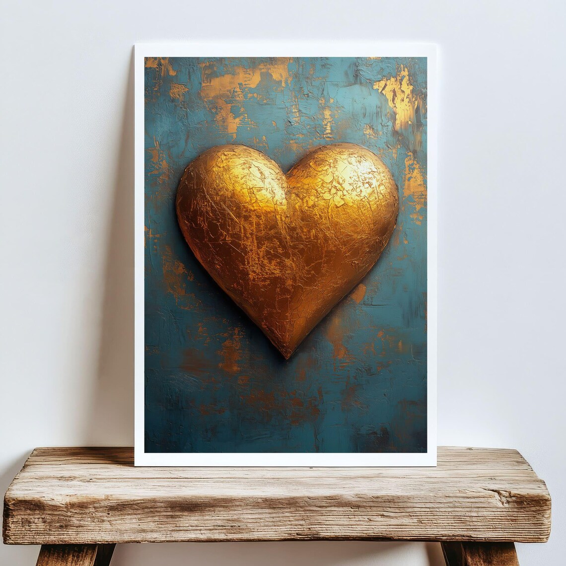 Gold Heart Abstract Love Art Print, Romantic Decor - Image 5