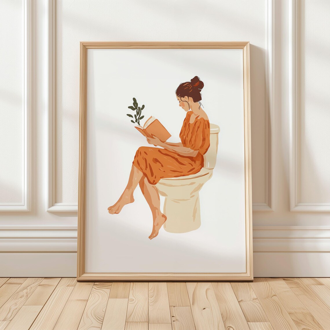 Woman Reading Book On Toilet Funny Bathroom Humor Gift Poster