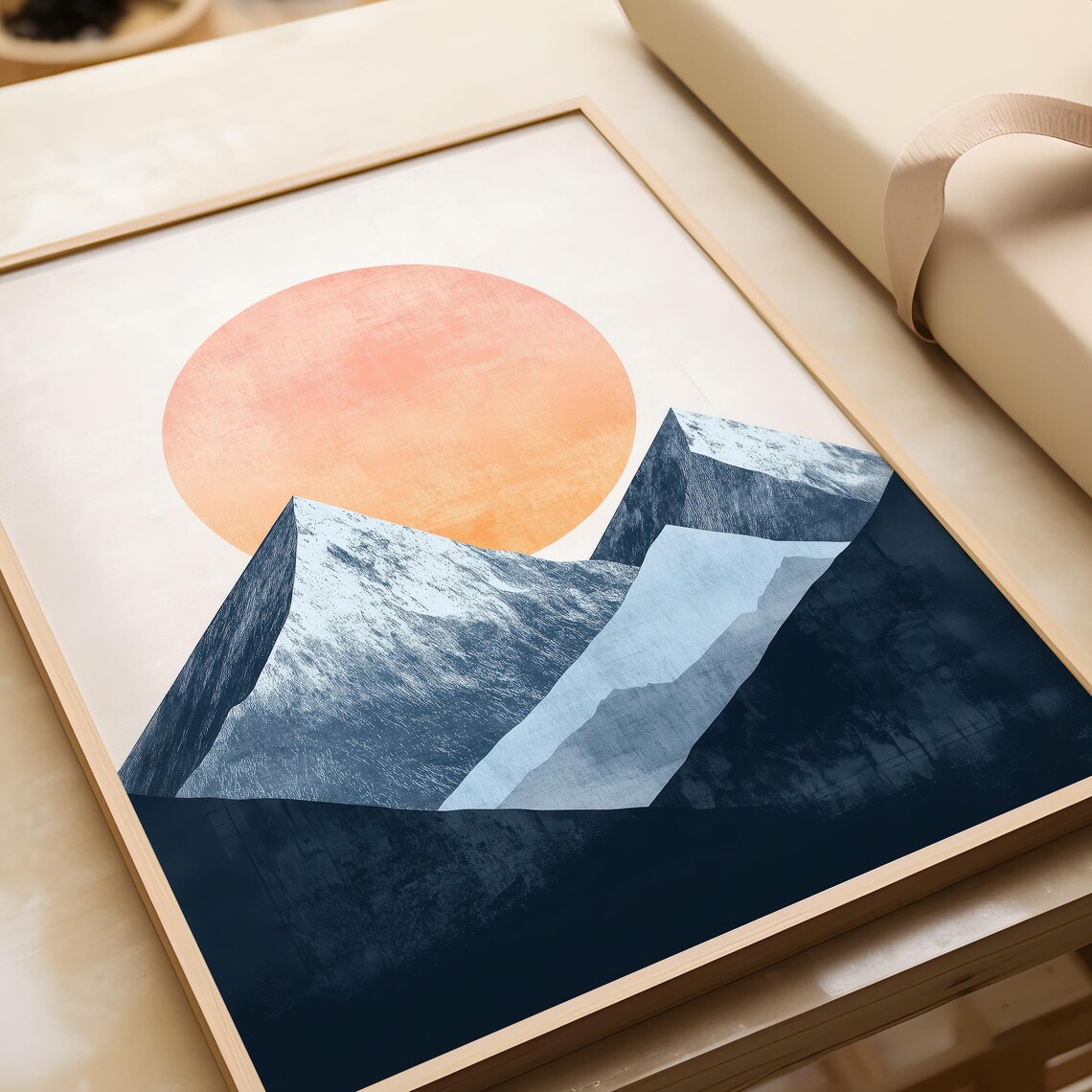 Mountain Sunset Wall Art Minimalist Mountain Printable Modern Landscape Abstract Sunset Art Mountain Art Print - Image 5