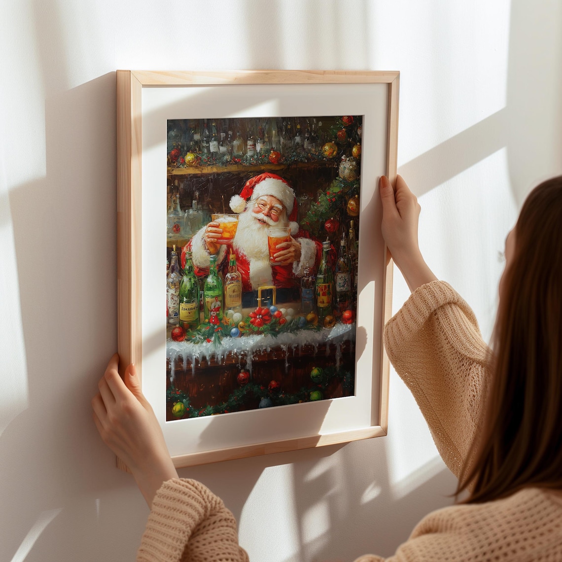 Funny Santa Claus Bar Art Christmas Poster - Image 5