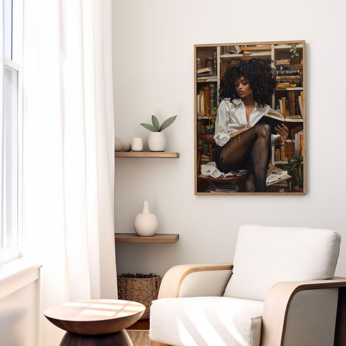 Black Woman Reading Art Print, Library Decor - Image 8