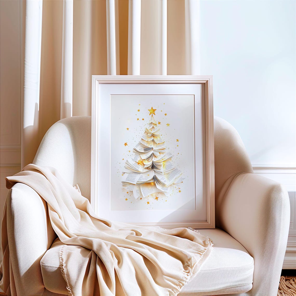 Christmas Tree Made Of Book Pages Holiday Magic Winter Poster - Image 2