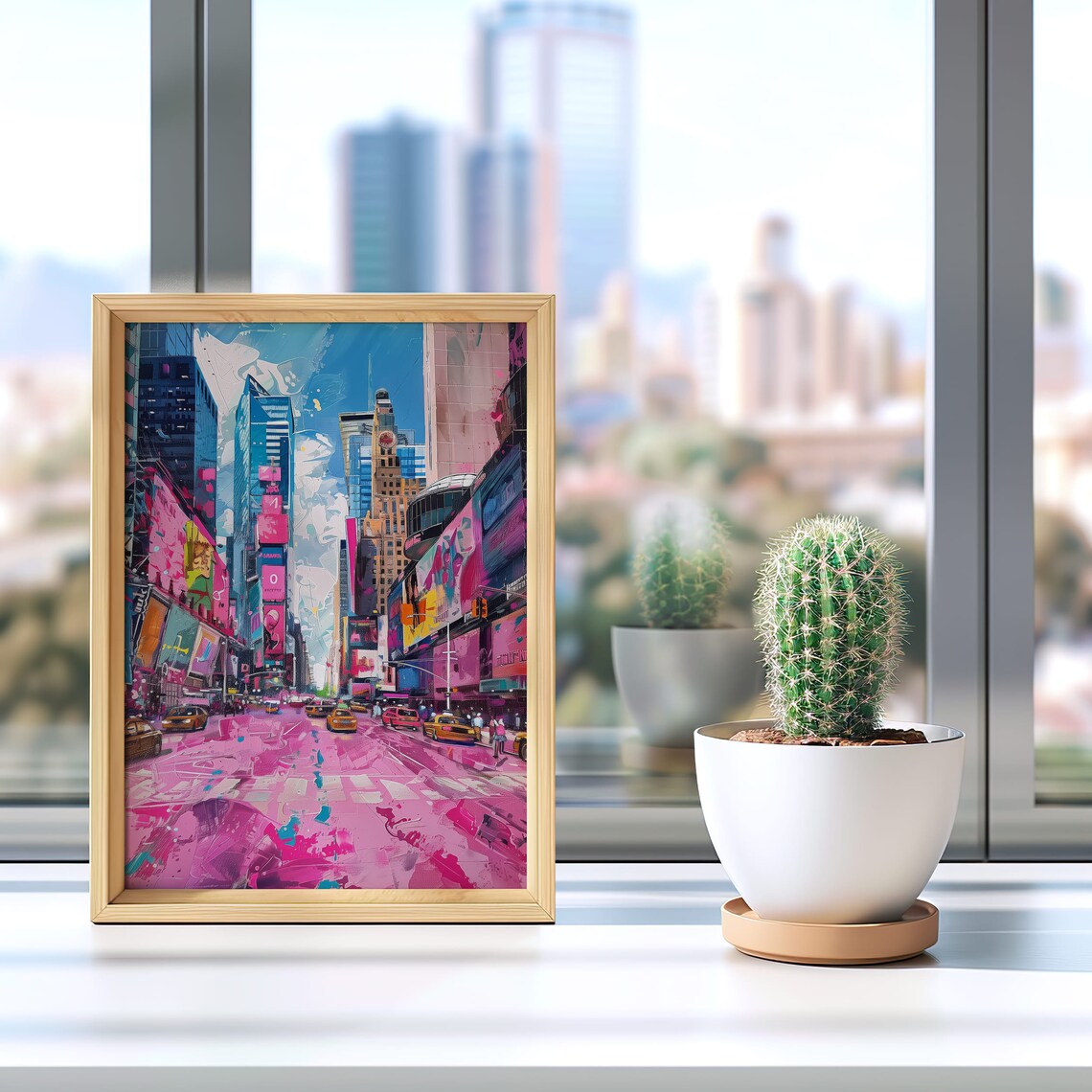 Vibrant Pink Times Square New York City Pop Street Art Poster - Image 3