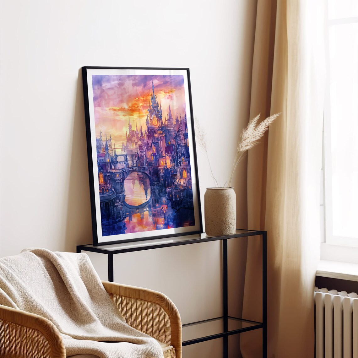Magical Castle Watercolor Art Print, Fantasy Sunset - Image 6