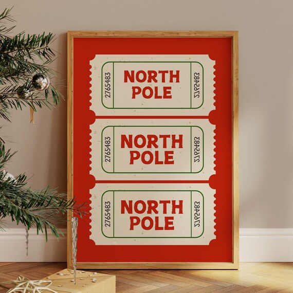 North Pole Ticket Cozy Winter Wall Art Print