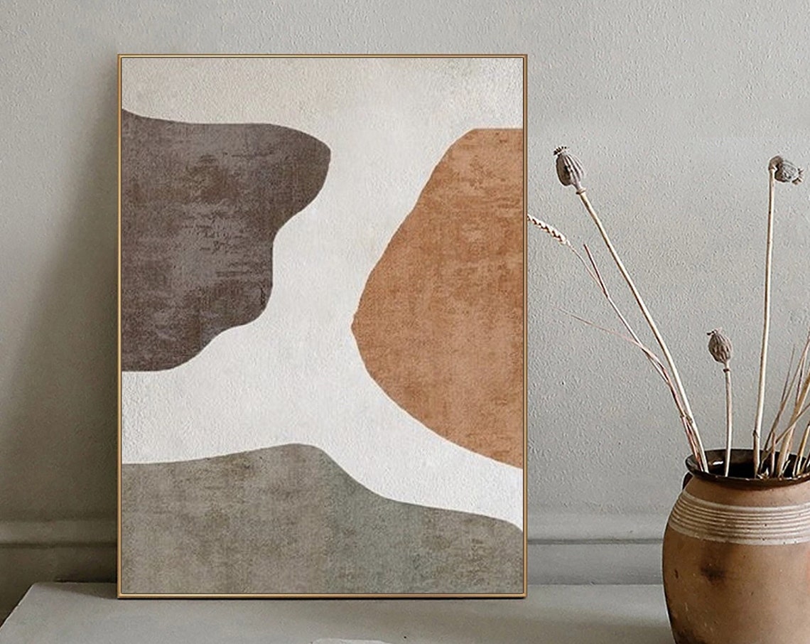 Neutral Abstract Minimalist Oil Painting On Original Modern Neutral Boho Textured Painting Neutral White Wall Art Wabisabi Wall Decor