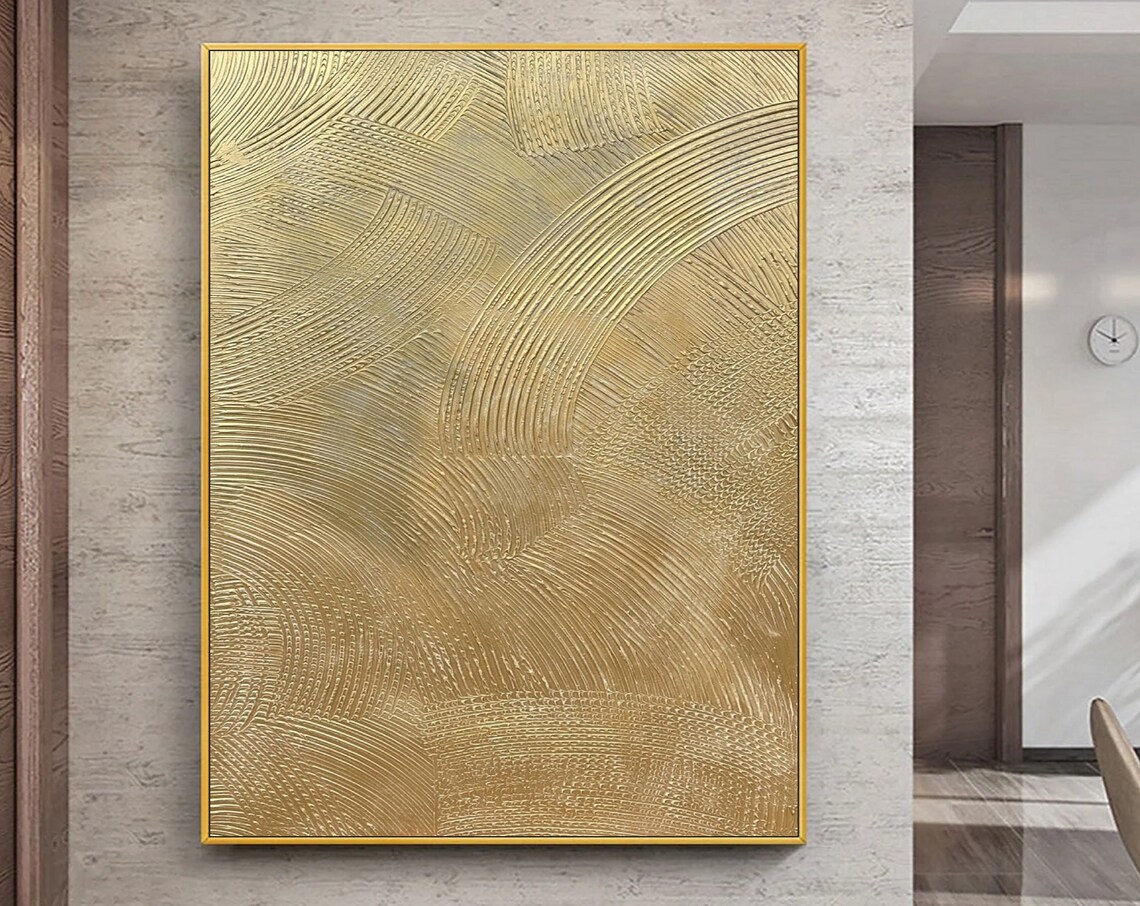 Gold Textured Engraved Swirl Glam Luxury Abstract Art Poster