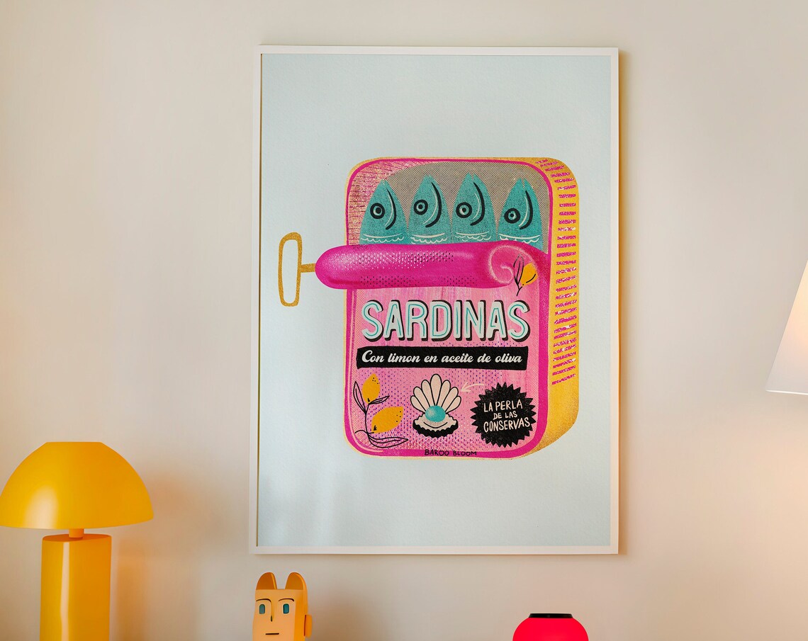 Sardines Tin Vintage Poster, Retro Packaging Art Print - Image 7