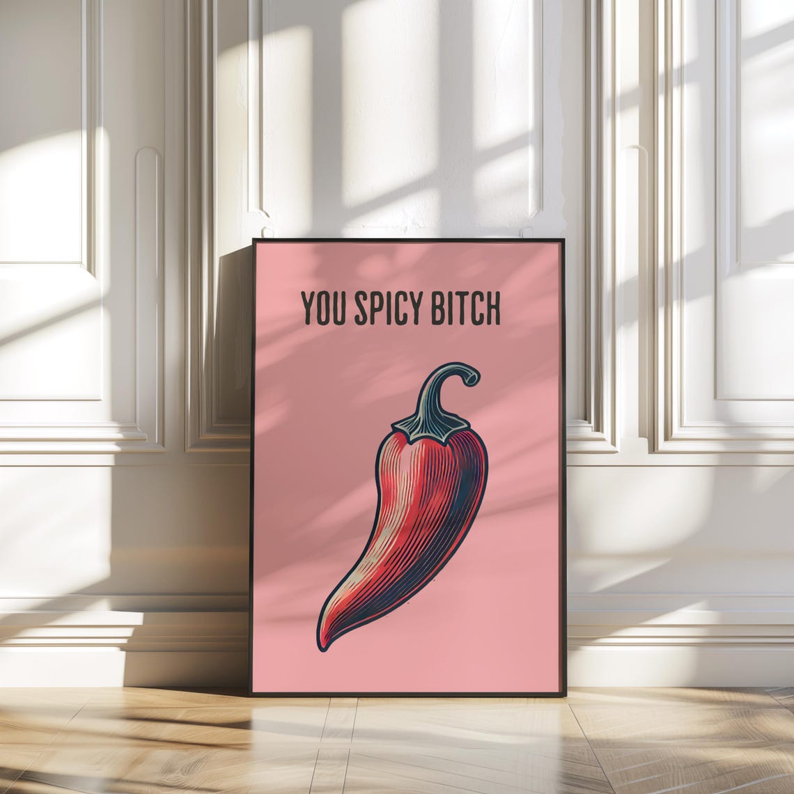 You Spicy Bitch Funny Chili Pepper Pink Retro Kitchen Poster