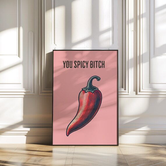 Aesthetic Kitchen Decor Funny Spicy Chili Wall Art You Spicy Bitch Perfect Girlfriend Gift