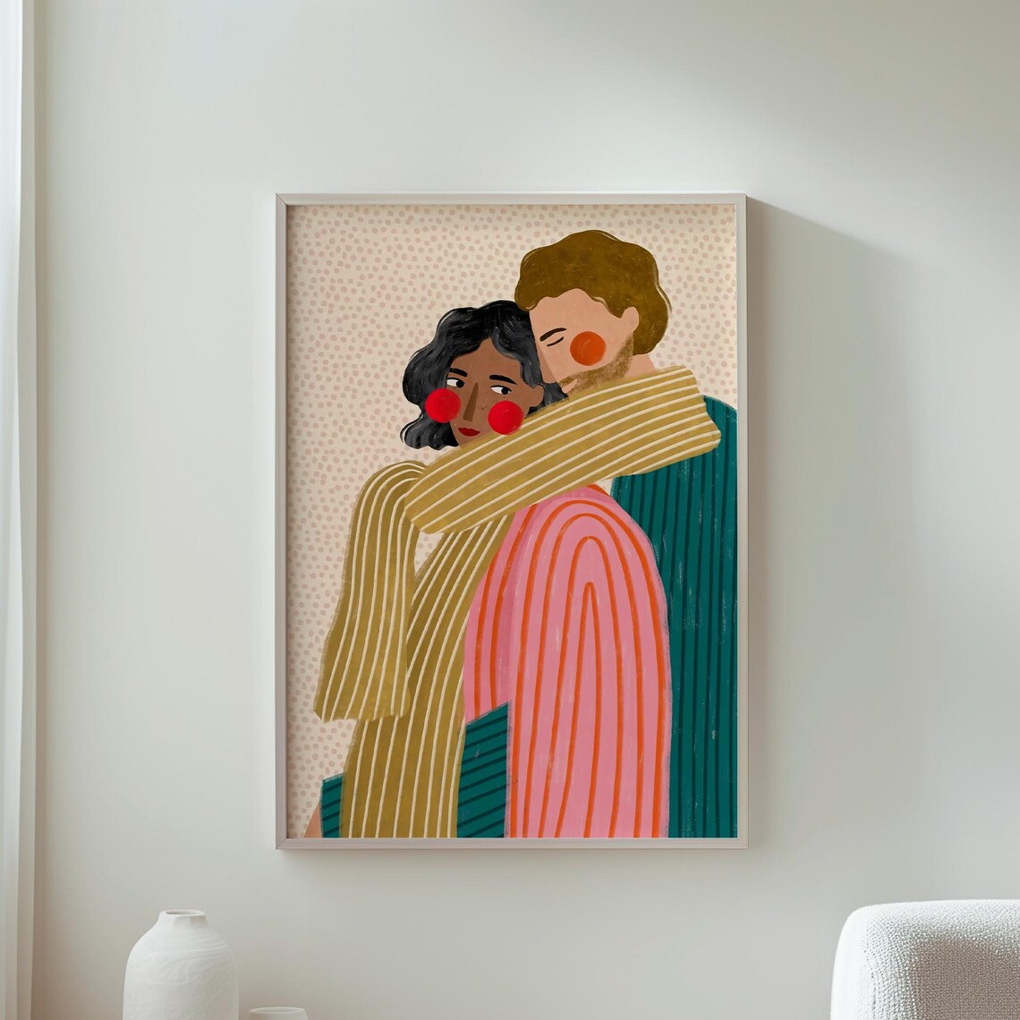 Couple Art Cozy Embrace Modern Minimalist Wall Romantic Decor Stylish Home Unique Gift For Couples