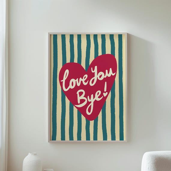 Love Art Print Pink Heart Wall Handwritten Message Romantic Decor Valentines Day Gift Cute Home For Her