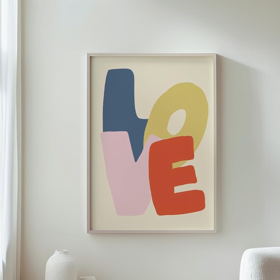 Colorful Love Art Print, Modern Kitchen Decor