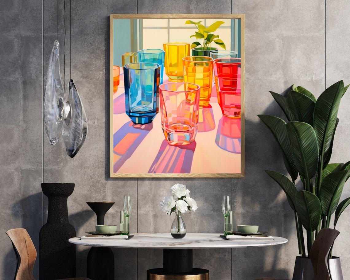 Colorful Glass Cups Sunlight Window Modern Still Life Pop Poster - Image 5