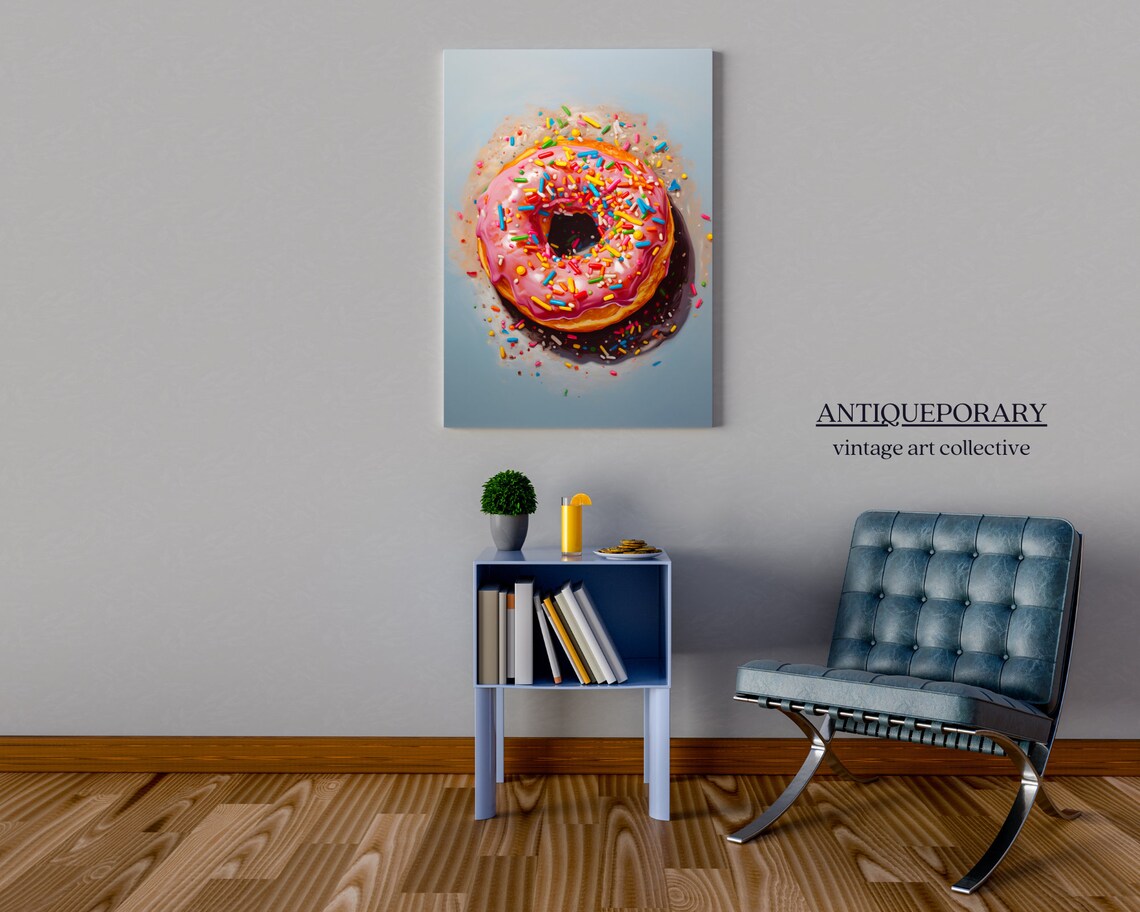 Pink Frosted Donut Rainbow Sprinkles Pop Art Food Still Life Poster - Image 4