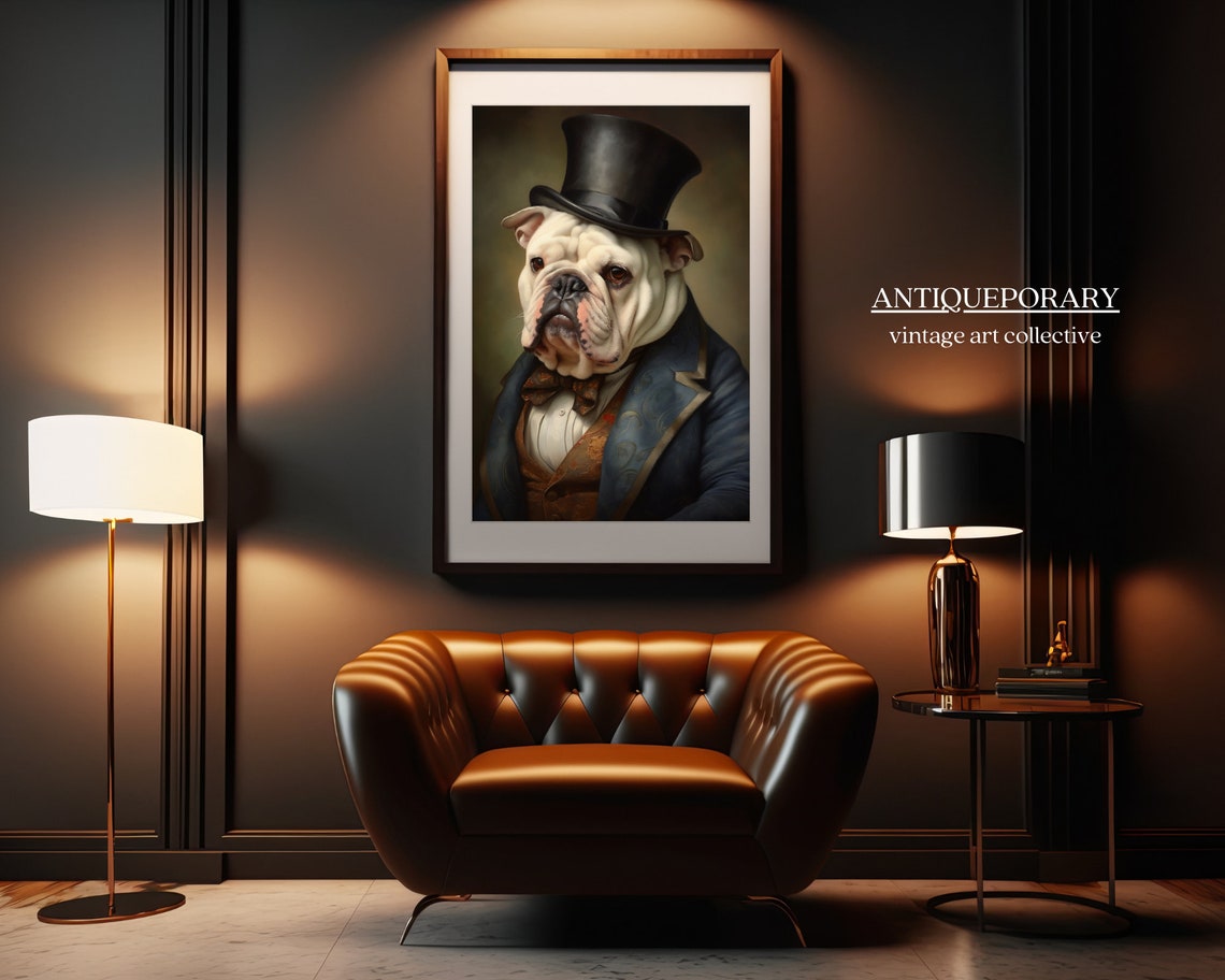 Victorian Animal Portrait Dressed Animal Prints Royal Bulldog Poster Pet Portrait Altered Art Renaissance Dog Portrait Animal Lover Gift - Image 4