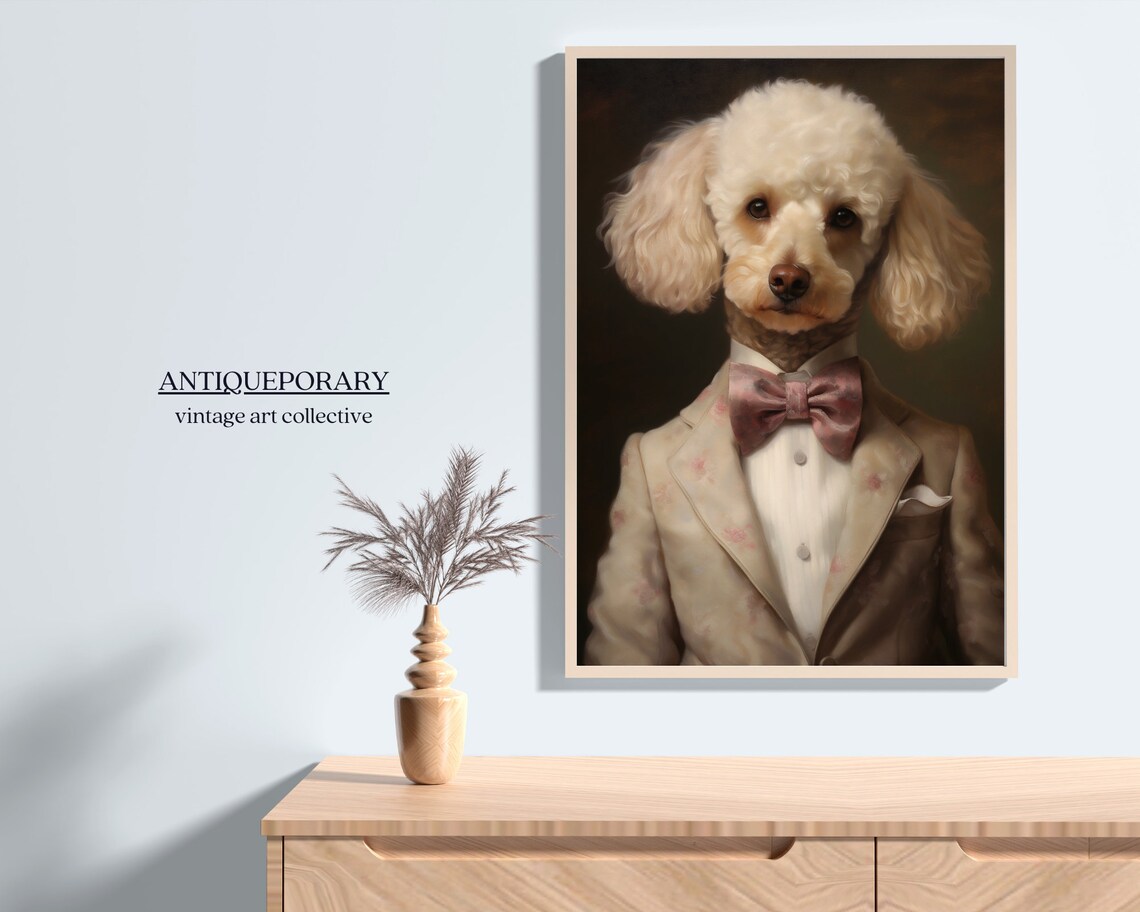 White Poodle Gentleman Royal Portrait Bow Tie Vintage Poster - Image 6