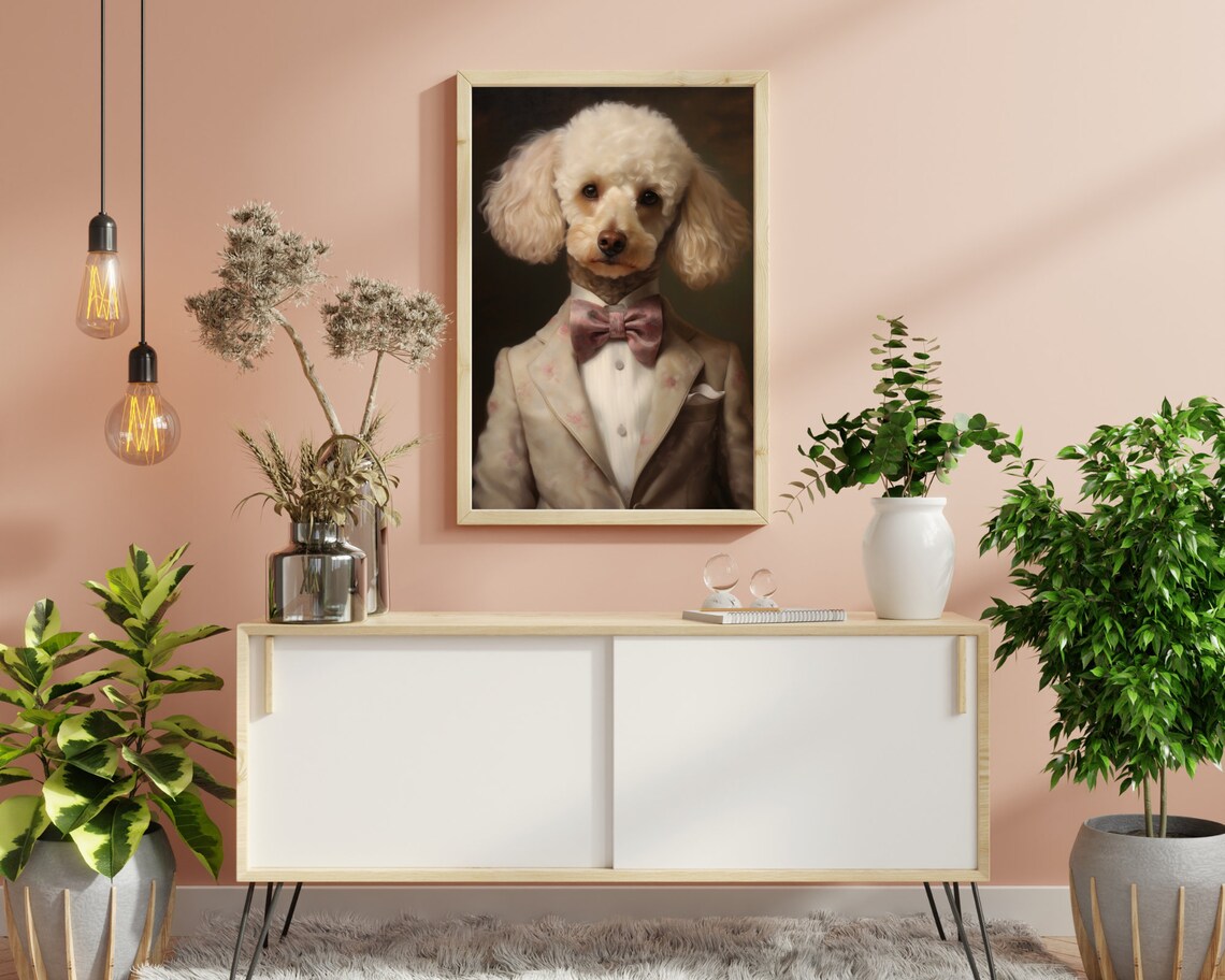 White Poodle Gentleman Royal Portrait Bow Tie Vintage Poster - Image 7