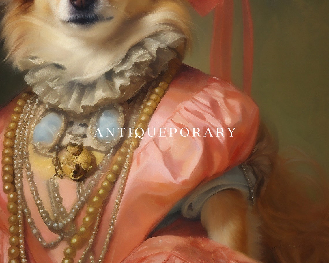 Victorian Animal Portrait Dressed Animal Print Lady Dog Print Renaissance Portrait Vintage Inspired Art Pet Lover Gift Animal Painting - Image 2