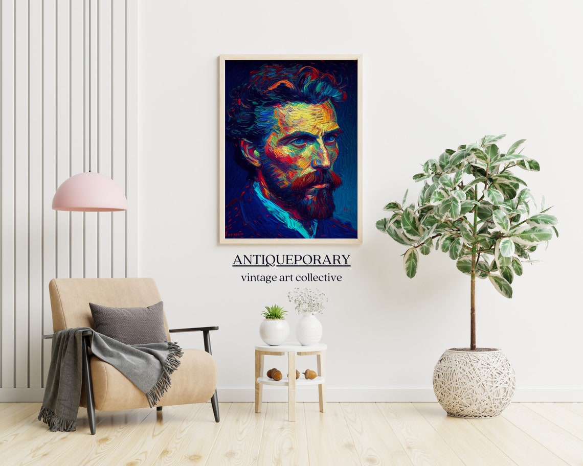 Man Portrait Painting Portrait Oil Paint Moody Portrait Print Dark Oil Painting Decor Hint Prints Dark Academia Decor Fathers Day Gift - Image 3