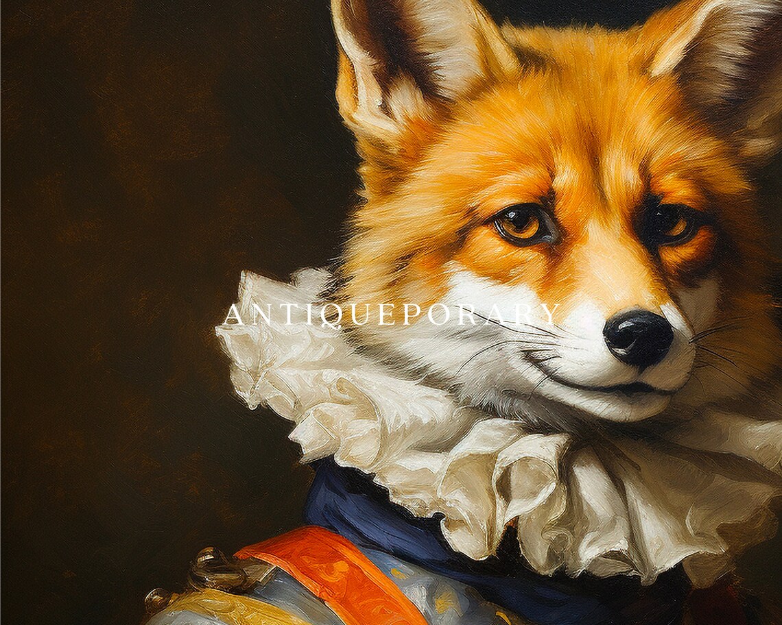 Victorian Animal Portrait Dressed Animal Prints Royal Fox Poster Royal Animal Painting Renaissance Animal Portrait Vintage Inspired Art - Image 3