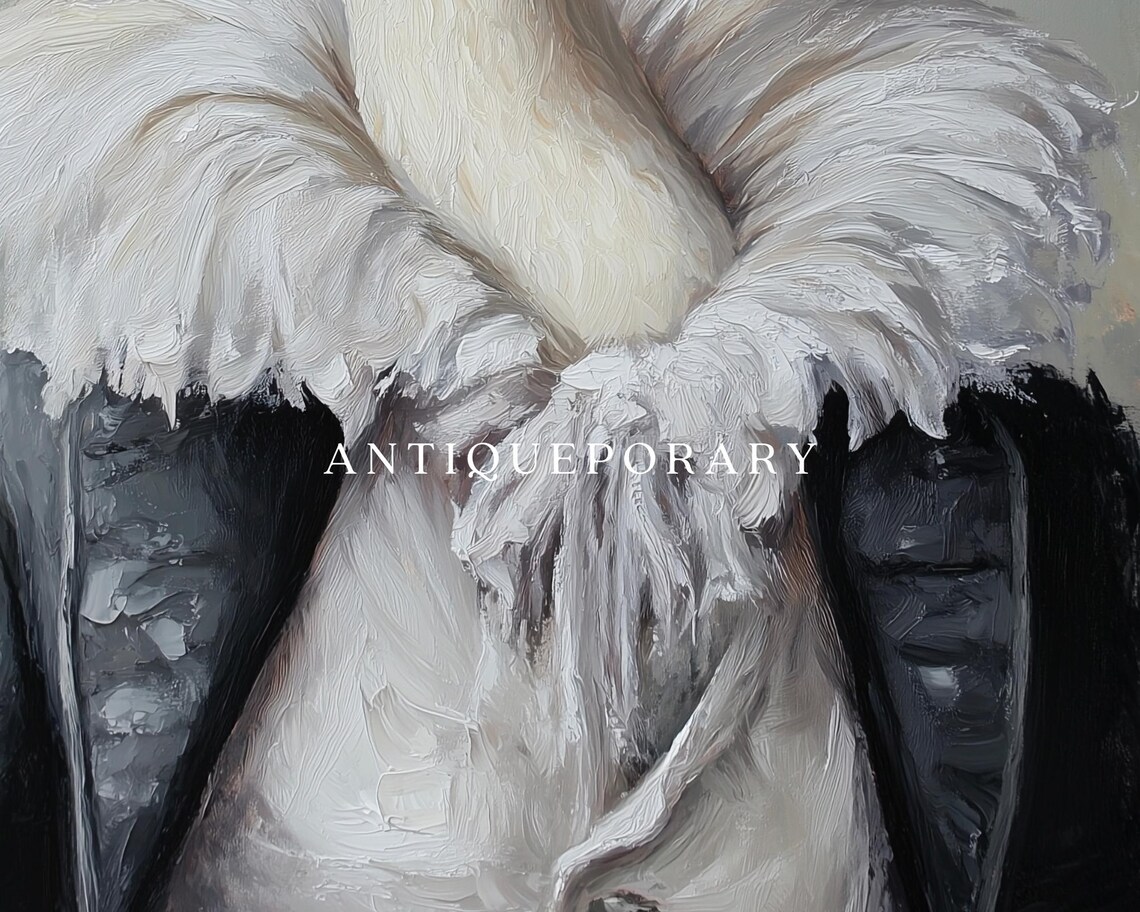 White Swan in Top Hat with Feathered Collar Vintage Portrait Poster - Image 2
