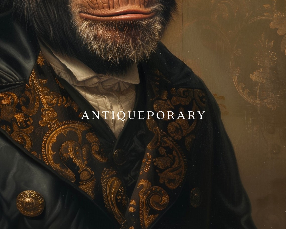 Royal Chimpanzee Portrait Round Glasses Victorian Gentleman Poster - Image 2