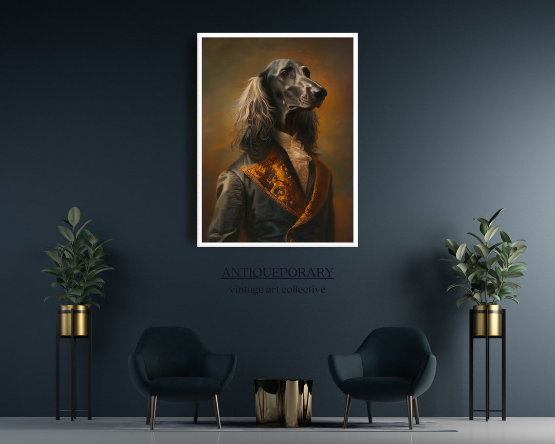 Graceful Afghan Hound in Brocade Coat Victorian Portrait Poster - Image 4