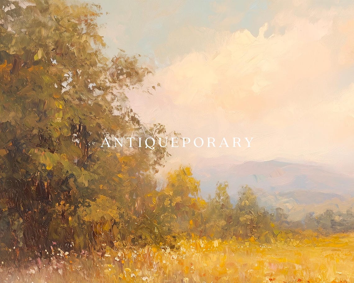 Golden Wildflower Meadow Bathed in Sunlight Landscape Poster - Image 3