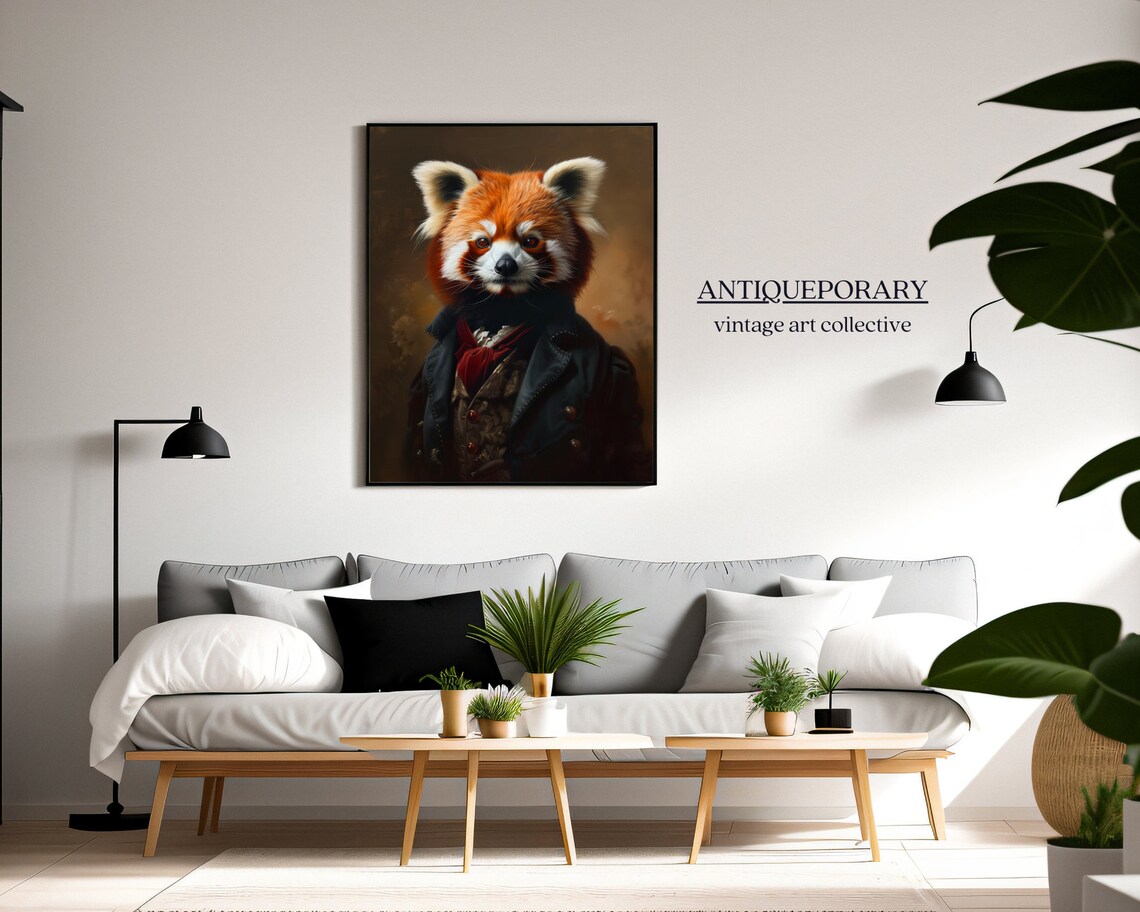 Royal Red Panda in Vintage Coat and Cravat Animal Portrait Poster - Image 7