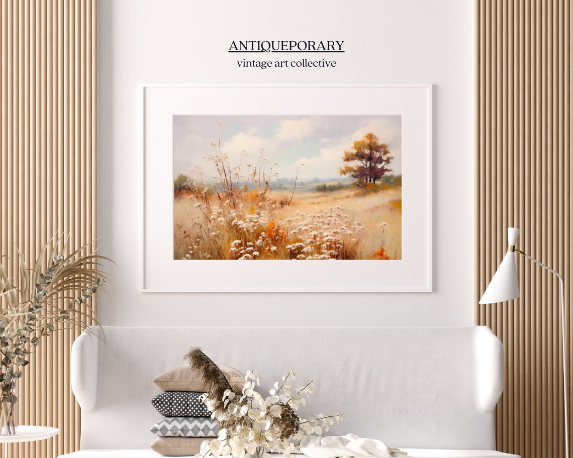 Golden Autumn Meadow Wildflowers Vintage Landscape Oil Painting Poster - Image 6