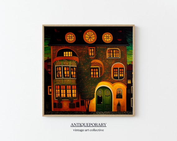 Vintage Architecture Painting Vintage Wall Art Antique Original Oil Painting Digitaldownload Classical Art Print Neutral Wall Art