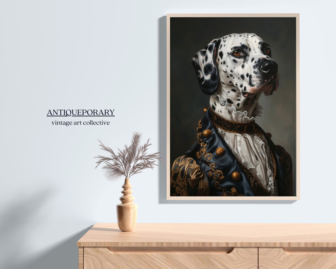 Noble Dalmatian Gentleman Jeweled Coat Ruff Collar Oil Portrait Poster - Image 4