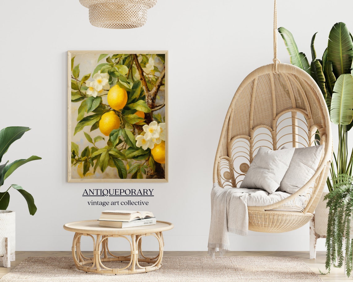 Lemon Tree Branch with Blossoms Botanical Citrus Painting Art Poster - Image 7