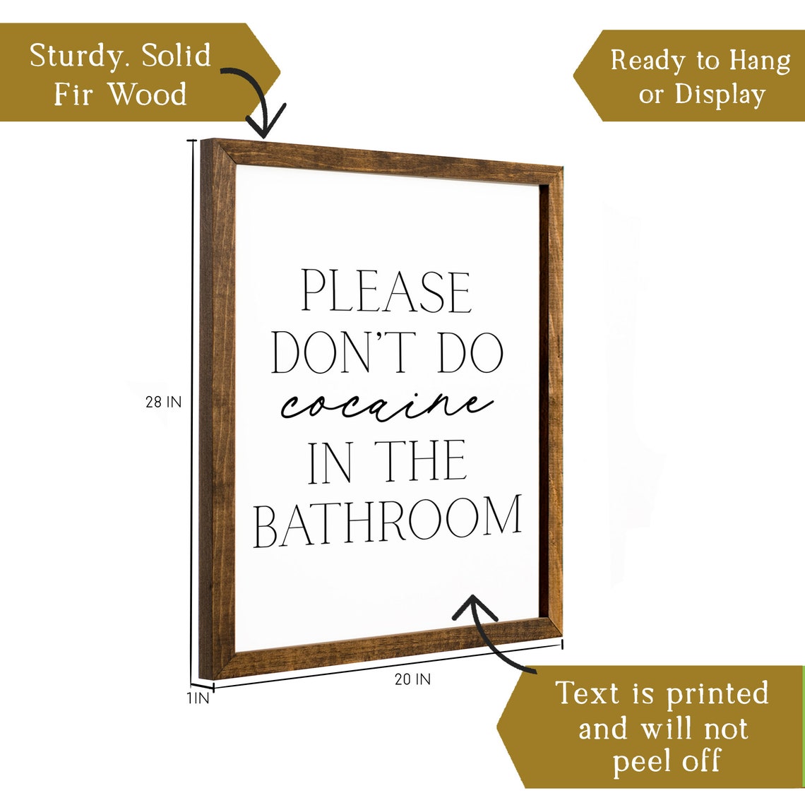 Please Don't Do Cocaine In The Bathroom Funny Wall Sign Poster - Image 2