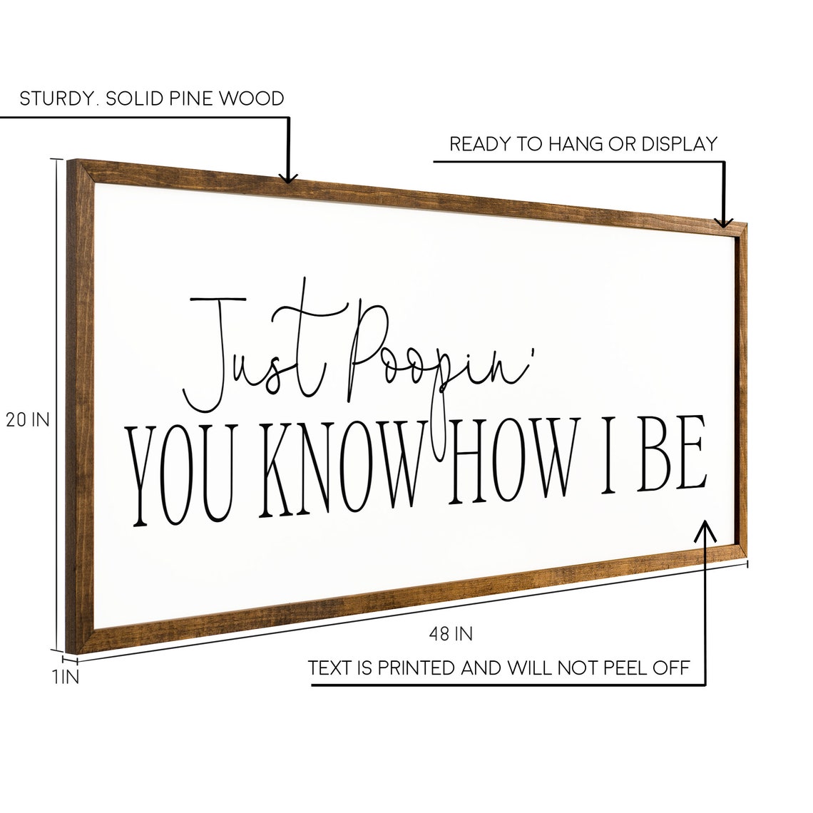 Just Poopin You Know How I Be Funny Bathroom Script Sign Wall Poster - Image 2