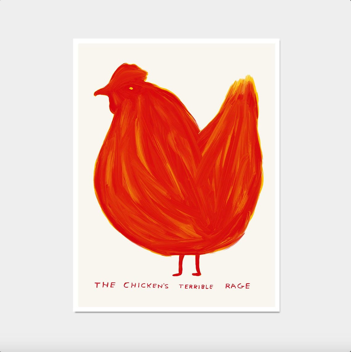 David Shrigley The Chickens Terrible Rage Funny Red Chicken Art Print